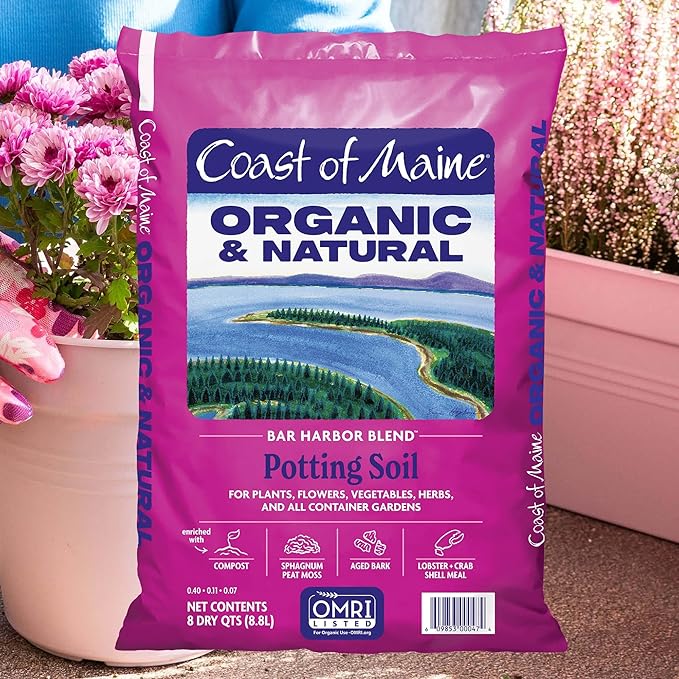 Coast of Maine Bar Harbor Blend, 8qt (Pack of 6) Organic and Natural Potting Soil for Houseplants, Flowers, Vegetables, Herbs and Containers