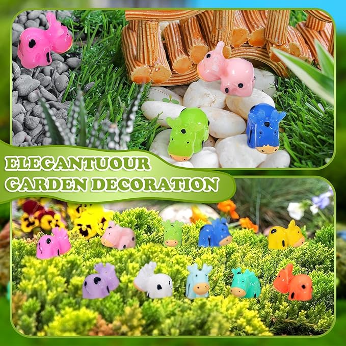 Liliful 200 Mini Resin Cows Bulk Small Plastic Cows Figurines Cute Miniature Cows Animals Figurines Ornament for Moss Landscape Decoration Dollhouse Garden DIY Crafts Accessories