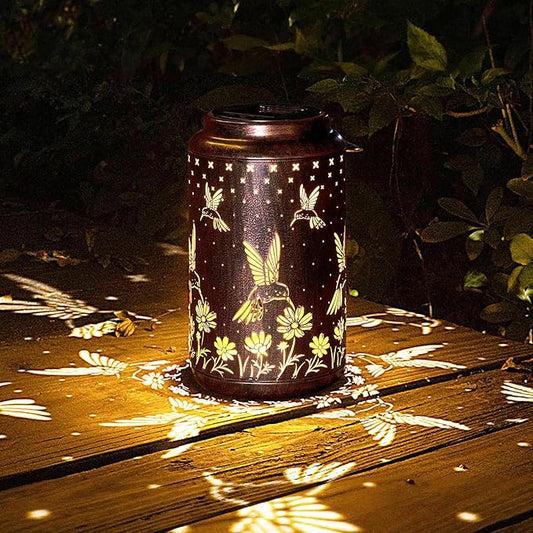 Solar Lanterns Outdoor Waterproof Hanging Hummingbird Solar Lights Outdoor Decorations Gifts for Women Mom Grandma LED Lanterns Garden Decor Outside for Yard, Patio, Backyard