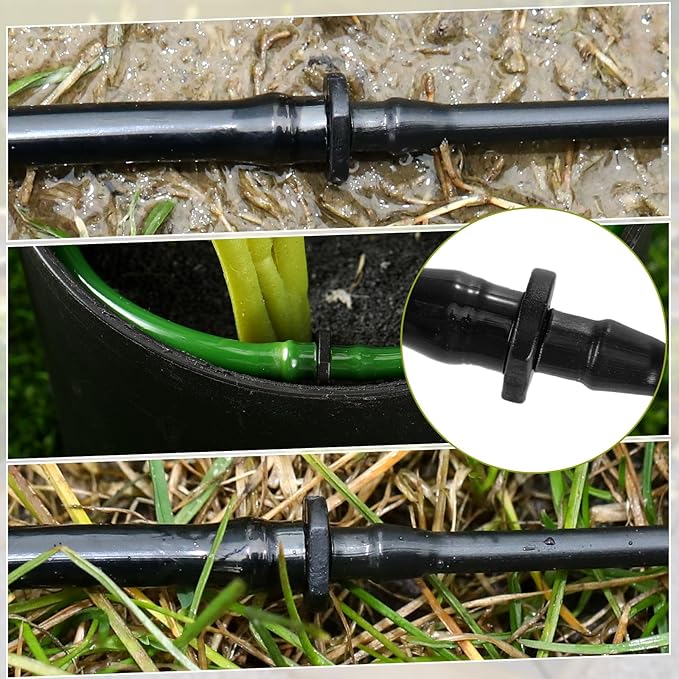 100 Pcs Drip Irrigation Fittings Barbed Connectors Barb Adapter Coupling 1/8" - 1/4" Barbed Coupling Fitting Irrigation Watering Tubing Connectors Hydroponics for Flower Pot Garden