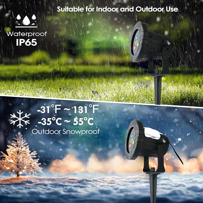 Laser Christmas Lights, Laser Light Projector with Remote Control & Timing, Waterproof Aluminum-Alloy RGB 3-Colors Outdoor Star Shower Laser Lights, Perfect for Holidays Party, Garden Decor Lights