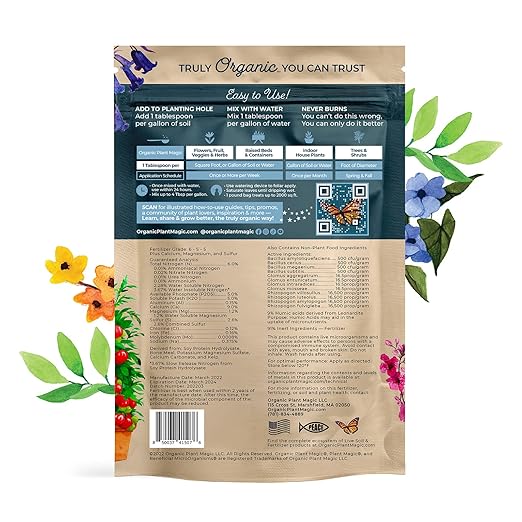 Organic Plant Magic - Truly Organic™ Fast-Acting Soluble Plant Food: All-Purpose Fertilizer Concentrate for All Flower Vegetable Herb Fruit Tree Shrub Container Garden & House Plants [One 1 lb Bag]