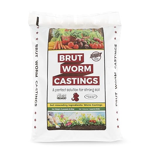 Brut Organic Worm Castings – 5 LB – Garden's Elixir for Thriving Blooms & Harvests!