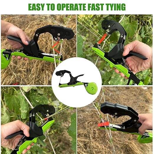 Plant Tying Machine,Handy Plant Binding Tape Tool, Quick Tying Grape Vines, Binding Tomato Vines, Lightweight Plant Tying Tools，More Durable Come with 10000pcs Staples 10 Rolls Tape