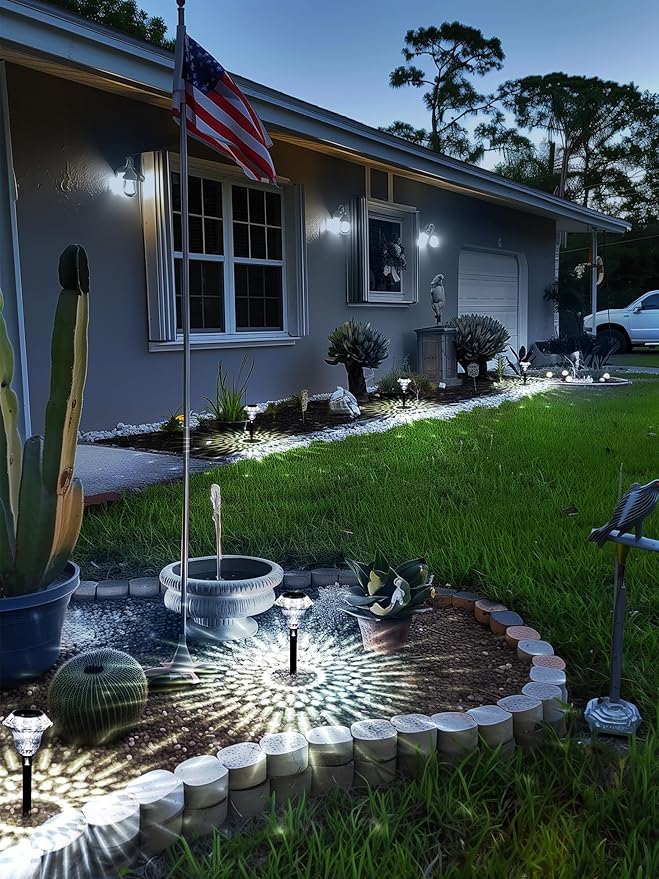 SOLPEX Solar Pathway Lights Garden Decor for Yard, Garden Lights Solar Powered Waterproof Landscape Lighting, Solar Outdoor Lights Porch Decor for Path Walkway Driveway (6 Pack Cold White)