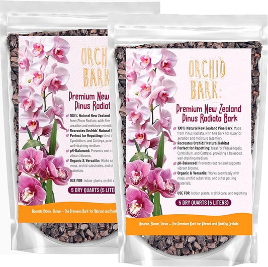 Premium Orchid Bark for Potting Mix – Ready-to-Use Pine Bark for Indoor Plants, Orchid Repotting & Soil Mix Creation, Ideal Orchid Medium (10 quarts)