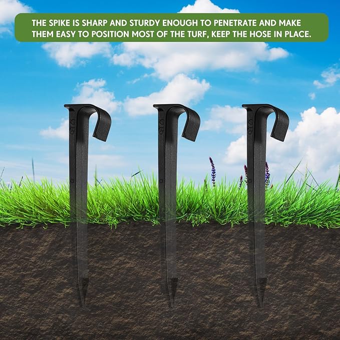 Pangda 100 Pack 1/2 Inch Irrigation Tubing Hold Down Anchor Stakes, 3/4 x 4.33 Inch Drip Tubing, Anchor for Sprinkler Garden Landscaping