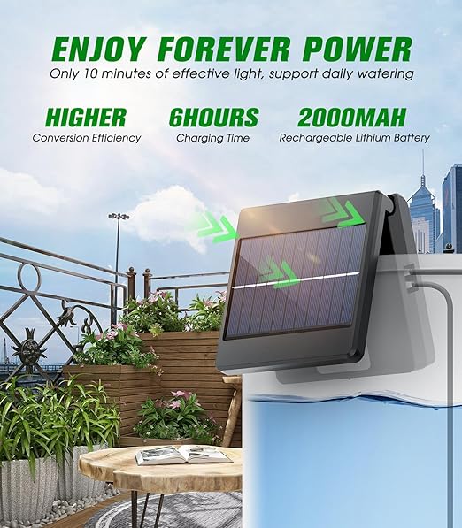 Solar Automatic Drip Irrigation Kit System for Vacation, New Timing Mode, Drip Irrigation System, Wesapor Irrigation System for Garden, Solar Auto Easy DIY Watering Device Supported 15 Pots Plants