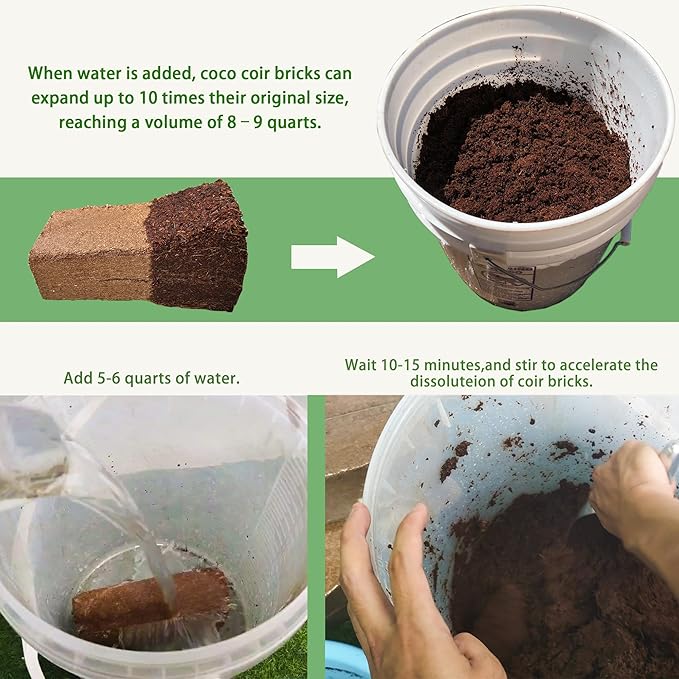 Coco Coir for Plant- 8 Pack Coco Coir Brick- 24 Gallons Coconut Soil with Low EC & PH Balance-Coco Fiber for Herbs& Flowers- High Expansion-Renewable Coco Soil for Planting
