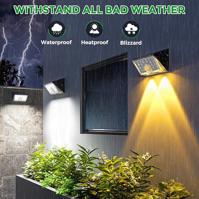 JSOT 22LED Solar Motion Sensor Lights Outdoor, Solar Lights Outdoor Waterproof IP65, Bright Wall Security Lighting for Outside Yard Front Door Fence - Cool White