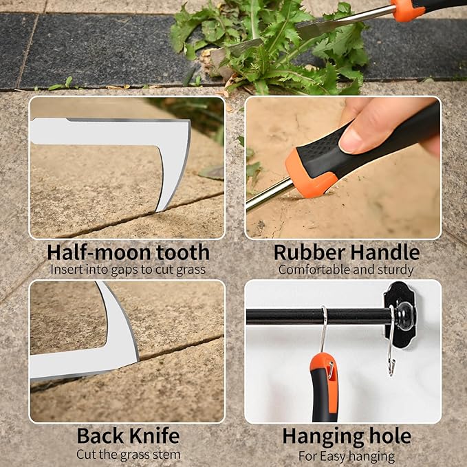 2025 Hand Weeder Tool, Rubber Handle Manual Weeder Puller Tool, Uprooting Weeding Tools, Crack Weeder Crevice, 4 Teeth Weeding Tool, Weeding Artifact Tool for Gardening(3 Pcs)