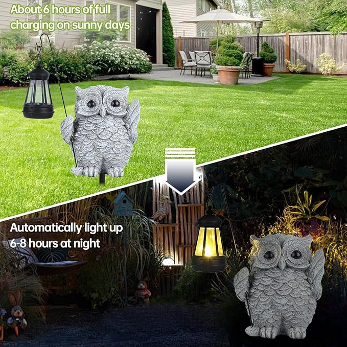 Owl Garden Decor,Owl Solar Lights Outdoor Garden,Solar owl Garden Decor,Outdoor Solar Lights for Yard Decorations,Solar Decorations for Outside,-Unique Housewarming Gifts