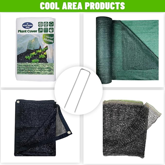 Cool Area 50PCS 6 Inches 11 Gauge Garden Stakes, Landscape Staples, Ground Stakes, Yard Stakes, U-Shaped Garden Staples for Securing Landscape Fabrics,Irrigation Pipes, Weed Barrier Fabric, Fences