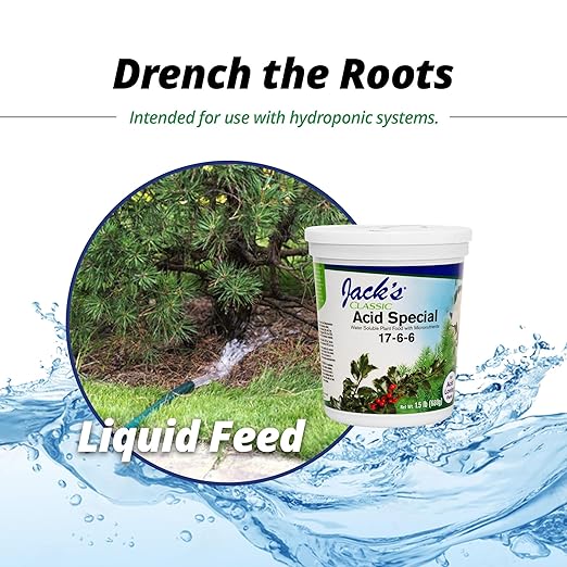 Jack's Classic 17-6-6 Acid Special Water-Soluble Fertilizer with Micronutrients to Promote Vegetative Growth and Blooms in Acid Loving Plants, 1.5lbs