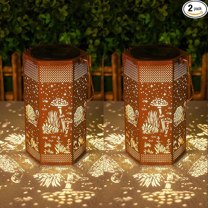 2 Pack Turtles Solar Lanterns Garden Decor - Birthday Gifts for Women Mom Grandma, Solar Lantern Outdoor Waterproof Hanging Solar Lights Outside for Yard, Patio, Lawn, Yard, Outdoor