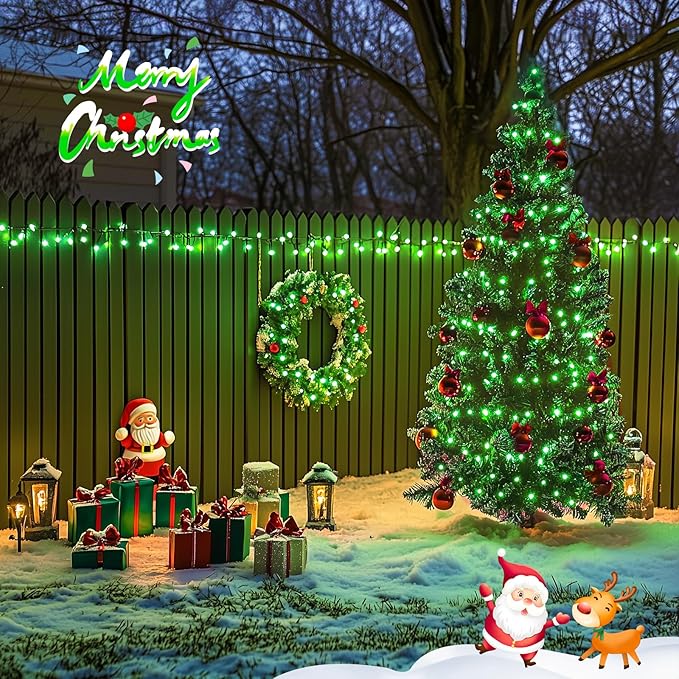 JMEXSUSS 500 LED Green St Patricks Day Lights, 8 Modes Christmas Lights Outdoor Plug in, 173ft Green String Lights for Christmas Party Xmas St Patricks Day Decorations