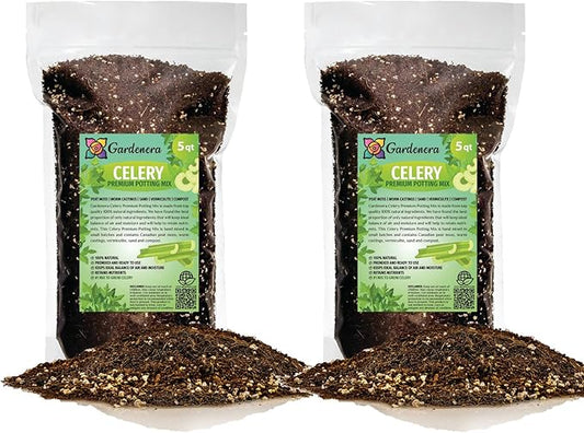 Premium Celery Potting Soil Mix - Optimal Nutrient-Rich Blend for Thriving and Crisp Celery Plants - 10 Quart