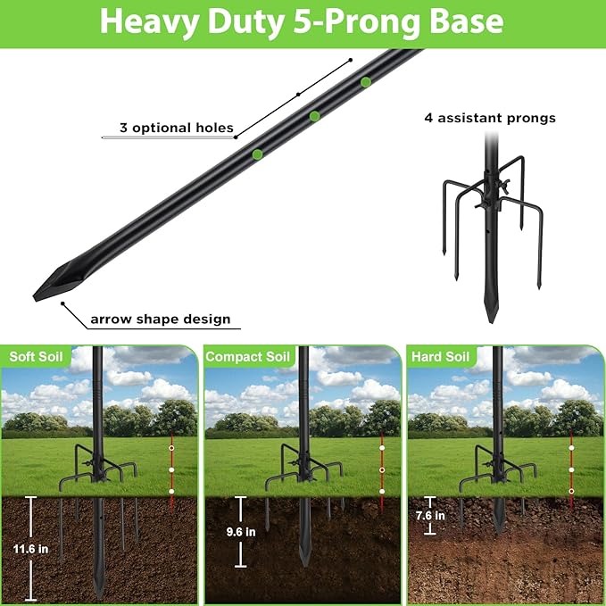 Shepherds Hooks, 78" Bird Feeder Pole for Outdoor, 4/5” Thick Hummingbird Feeders Stand Heavy Duty, Hanging Plant Hanger Stake with 5-Prong Base, Metal Shepard Stick