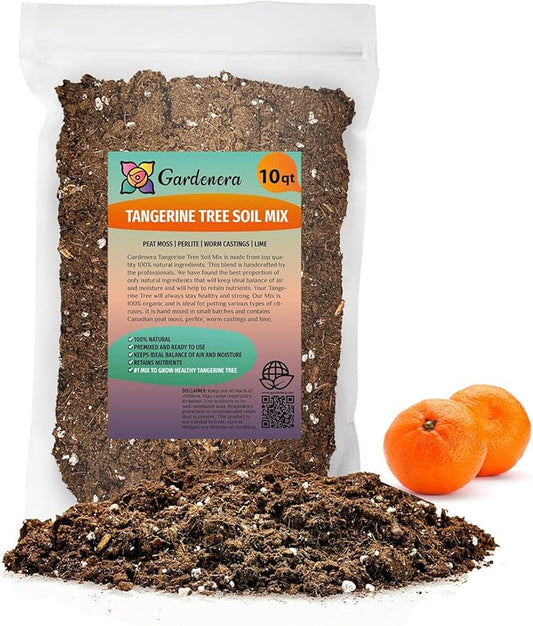 Gardenera's Expert Formulated Soil Mix for Tangerine Trees : The Ideal Growing Medium for Indoor Citrus Trees - 10 Quart