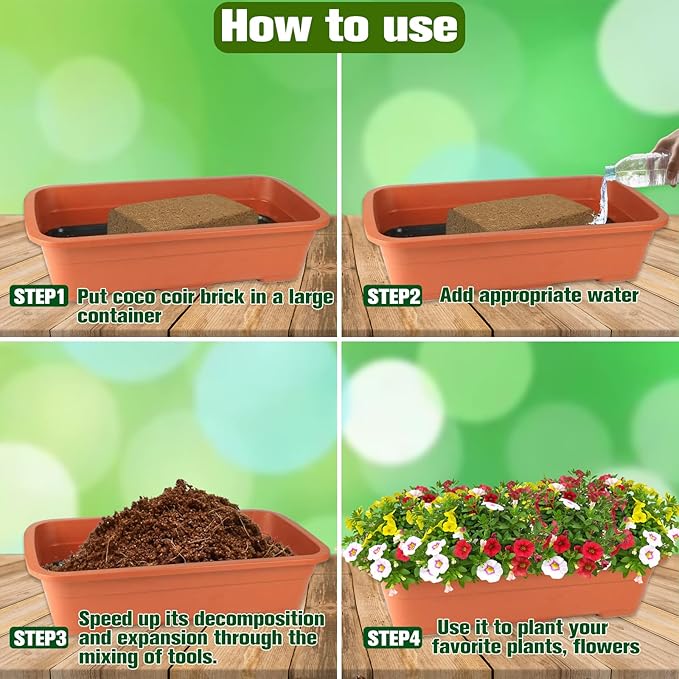 ZeeDix 5Pcs Premium Compressed Coco Coir Brick=12Gallons Coconut Coir Potting Soil for Planting, 7Lbs Coco Block with Low EC and pH Balance for Gardening Plants Flower Herbs and Vegetables