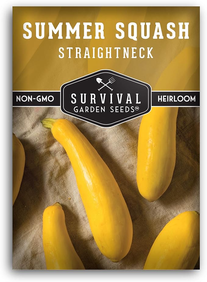 Survival Garden Seeds - Straightneck Summer Squash Seed for Planting - Packet with Instructions to Plant and Grow Yellow Squash in Your Home Vegetable Garden - Non-GMO Heirloom Variety