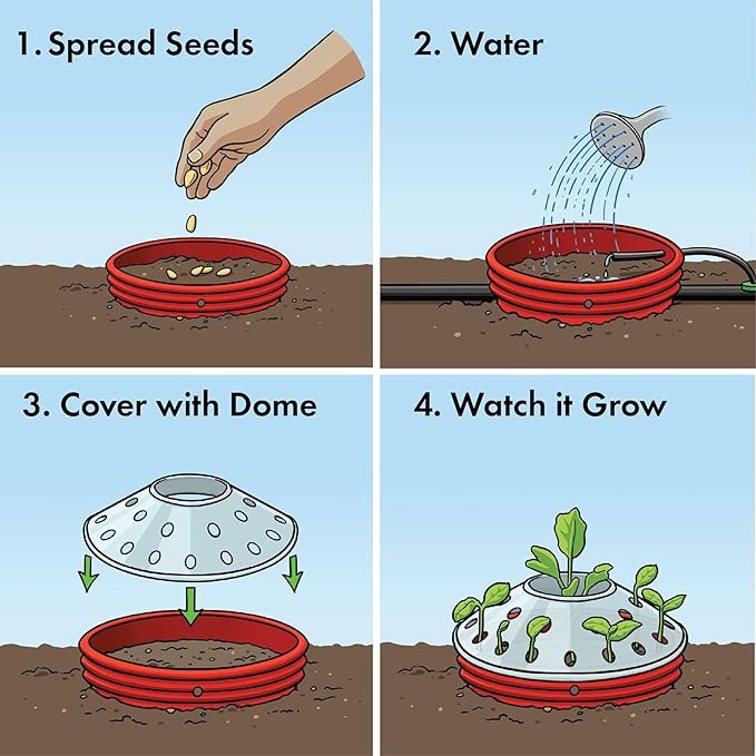 Kids Outdoor Pumpkin Garden Kit - Complete Kit for Growing Your Own Pumpkins from Seeds with Grow Rings and Greenhouse Germination Domes, Non-GMO Seeds, BPA-Free