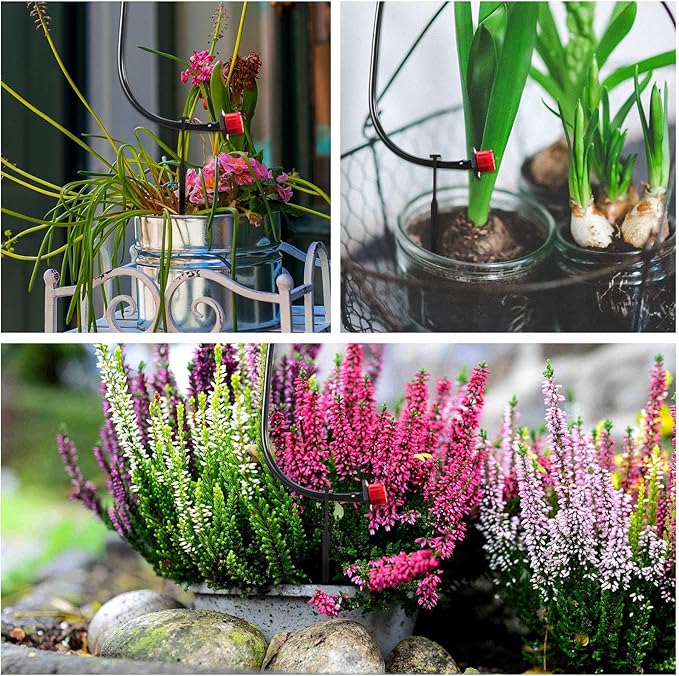 Mudder 90 Pieces Plastic Irrigation Drip Stakes for 1/4 Inch Pipe Universal Drip Tubing Hold Stakes for Irrigation, Hose Support, Greenhouse, Garden, Vegetable Flower Beds Herbs Growing