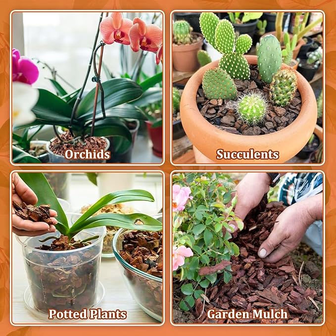 Legigo 12 Quarts Organic Orchid Potting Bark- All Natural Orchid Bark Potting Mix Pine Bark Wood Chips for Houseplant Mulch, Orchid Plants Root Development