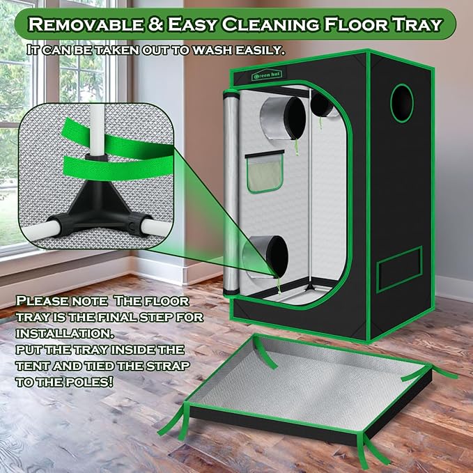 24"x36"x60"Grow Tent for Plants Mylar Hydroponic Grow Tents Indoor Grow Room for Plant Fruit Flower Veg with Removable Waterproof Floor Tray