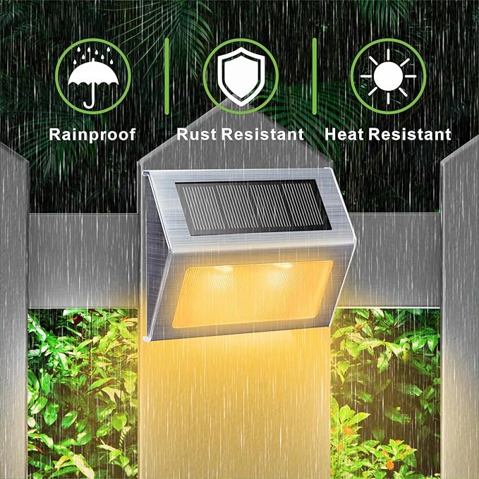 XLUX Solar Lights for Steps Decks Pathway Yard Stairs Fences, LED lamp, Outdoor Waterproof,Warm Light,12 Pack