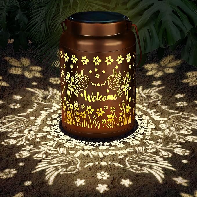 Cardinal Solar Lanterns Outdoor Waterproof Garden Decor Birthday Gifts for Women Mom Grandma Metal Hanging Hummingbird Solar Lights for Outside LED Lanterns for Yard Patio Lawn Pathway Landscape