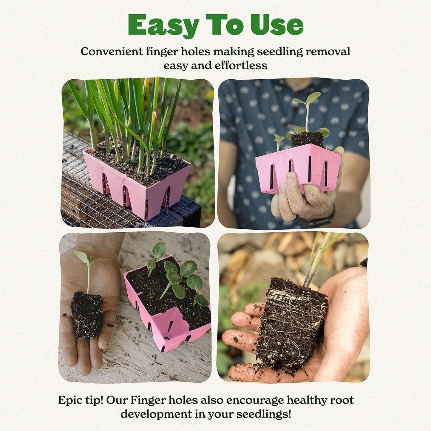 Epic Gardening Reusable Seed Starter Tray - 6 Cell/12 Seedling Starter Trays - Easy Watering, Indoor Greenhouse, Plant Starter, Gardener-Friendly for Seedlings | UV-Treated & BPA-Free - Pink