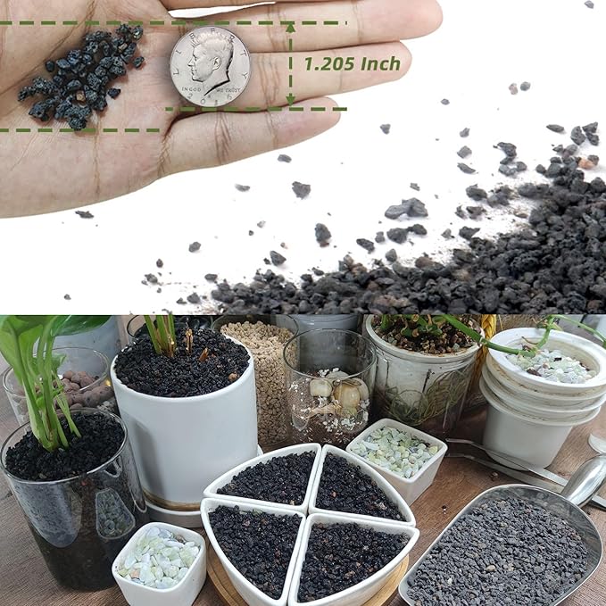 7LB Black Lava Rocks for Plants, Volcanic Rock Horticultural Lava Rock Soil for Landscaping Plants Drainage, Small Lava Rock Gravel for Succulents, Bonsai, Vase Fillers, Top Dressing