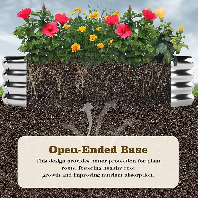 Galvanized Metal Planter Round Raised Garden Bed Kit for Gardening Outdoor，3x3x1ft Planter Grow Garden Box Raised Flower Bed，Round Galvanized Planter Outdoor Large Metal Fire Pit Ring