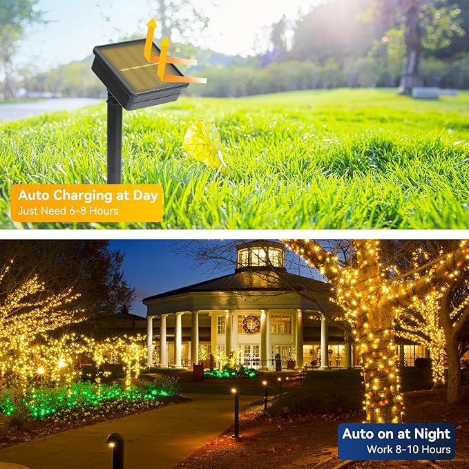 ELUTENG Outdoor String Lights 100 LED 39.4FT Solar Lights Outdoor Waterproof with 8 Lighting Modes Decorative Butterfly Solar Powered Patio Lights for Garden Yard Balcony Porch Wedding Party Decor