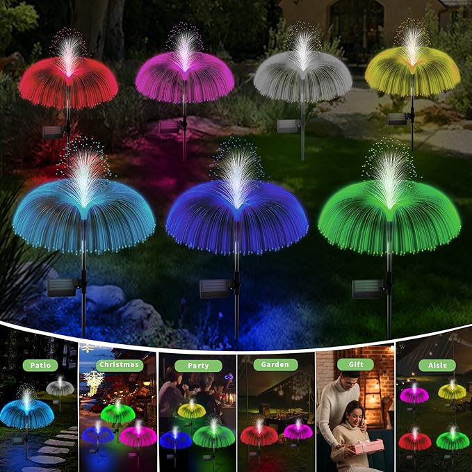 Solar Garden Lights Outdoor Decorative Waterproof, Solar Light for Outside, Yard Lights Solar Flower Decor for Patio Pathway Lawn Party Landscape Decorations, 3 PCS