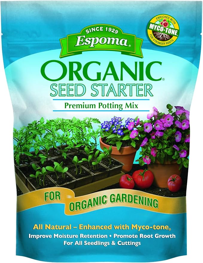 Espoma Organic Seed Starter Premium Potting Soil Mix - All Natural & Organic Seed Starting Mix with Mycorrhizae. for Organic Gardening, 8 qt, Pack of 1
