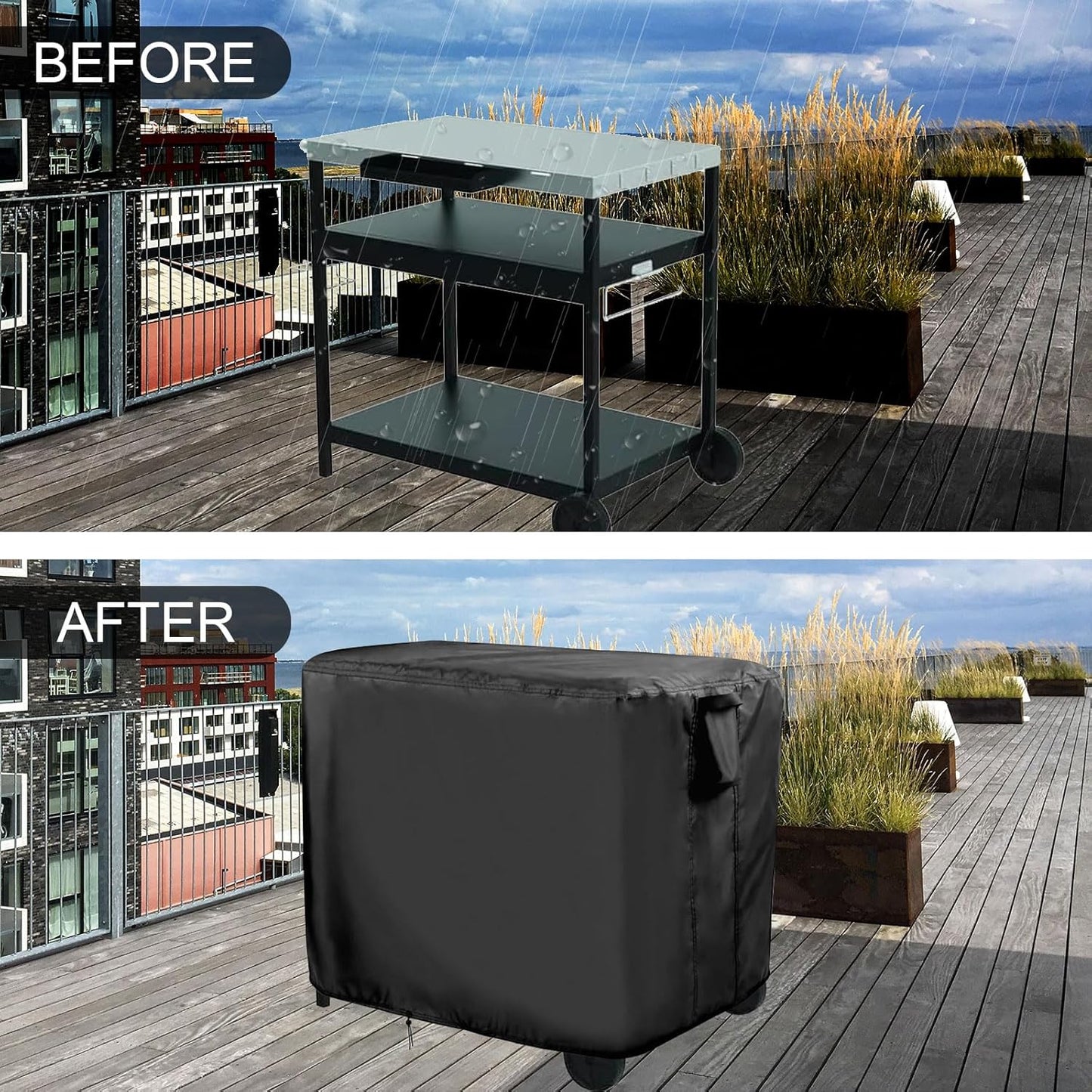 Outdoor Prep Table Cover for Expert Grill Outdoor Food Prep Cart, 46inch BBQ Grill Cart Cover Waterproof Buffet Grill Table Bar Tool Carts Covers 46" L x 25" W x 40" H