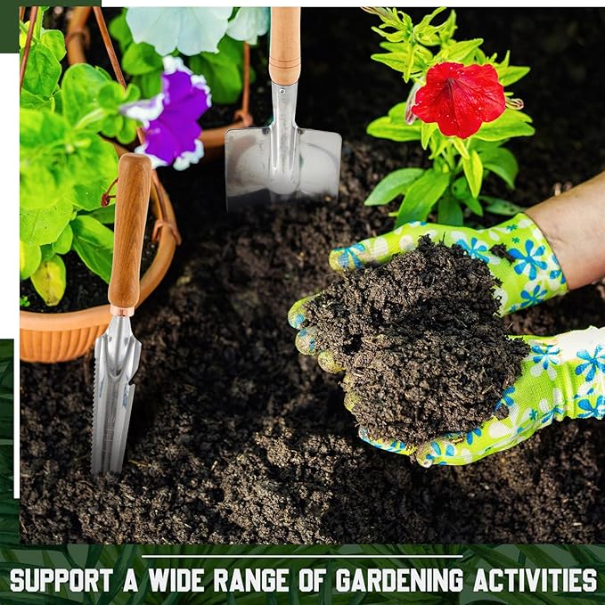 Yungyan 5 Pcs Weed Puller Set Include Dandelion Fork Weeding Knife Tool Hand Trowel 5 Teeth Weeding Tool L Shape Gardening Crack Sickle Tool Hoe for Garden Lawn Grass Moss Removal Backyard