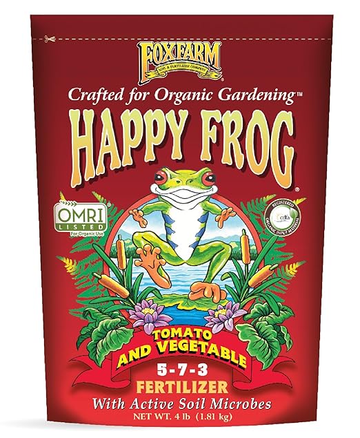 Fox Farm Happy Frog Tomato and Vegetable Fertilizer - Dry Tomato Fertilizer for Strong Growth, Plant Resistance, and Root Efficiency, NPK 5-7-3 (4 lb Bag)