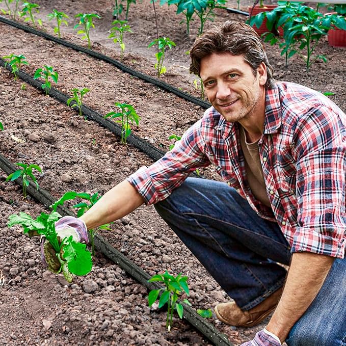 Flat Soaker Hose for Garden Bed, 100FT/50FT 2Packs 1/2" Linkable Consistent Drip Irrigation Hose Save 80% Water Leakproof Double Layer Sprinkler Garden Hose with Holes