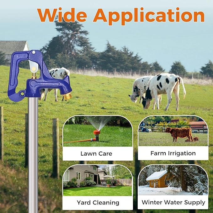 Frost Proof Yard Hydrant,3.25ft Frost Free Outdoor Faucet,Freeze Proof Outdoor Faucet 3/4" Pipe Connection,Frost Free Hydrant for Yard Garden Farm Pasture Irrigation,12" Bury Depth No Lead Hydrant