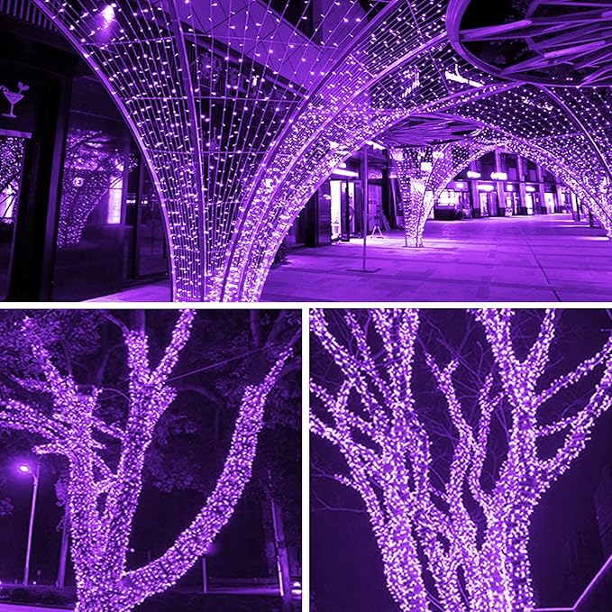 String Lights, 2 Pack Battery Operated String Lights with Remote Timer Waterproof 8 Modes String Lights for Bedroom,Garden,Party,Xmas Tree Indoor Outdoor Decorations (Purple, 16.4)