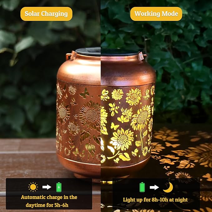 Solar Lanterns Outdoor Waterproof, Sunflower Gifts for Women Grandma Mom, Hanging Solar Lights for Backyard Porch Patio Table Yard Balcony Lawn Pathway, Mothers Day Gifts