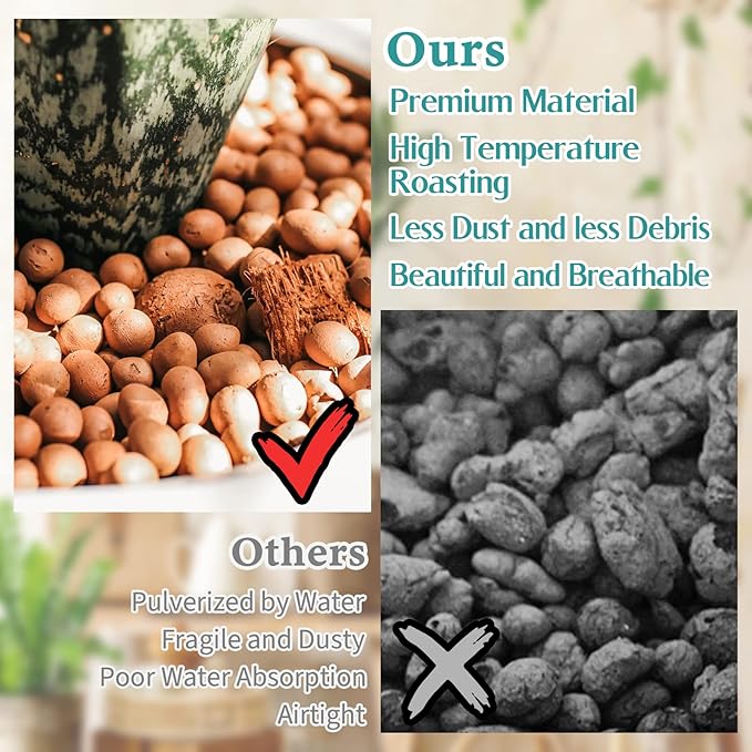 Legigo 15 LBS Organic Expanded Clay Pebbles, 4mm -16mm Light Expanded Clay Aggregate, Natural Clay Pebbles for Hydroponic & Aquaponics Growing, Orchid Potting Mix, Dutch Buckets, Drainage