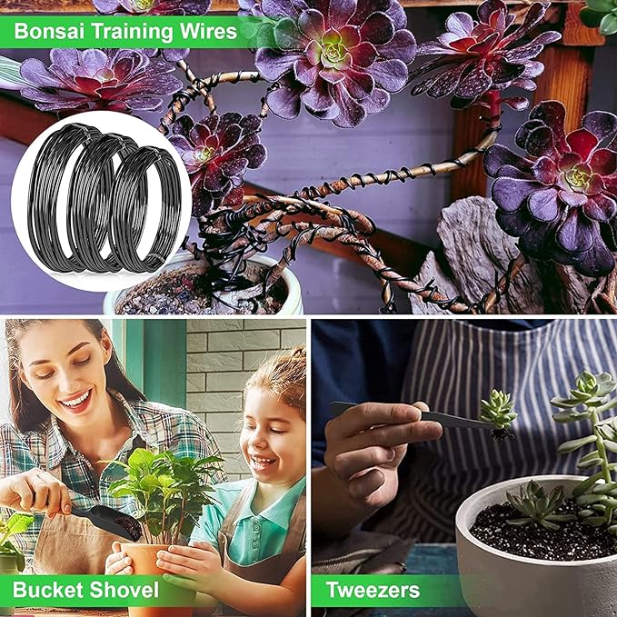 Bonsai Tools Kit- 24 PCS Bonsai Tree Kit Tools for Beginners, Bonsai Tool Set Bonsai Starter Trimming Care Kit Include Pruning Shears, Scissors, PU Leather Bag, Bonsai Pruning Kit for Women & Men