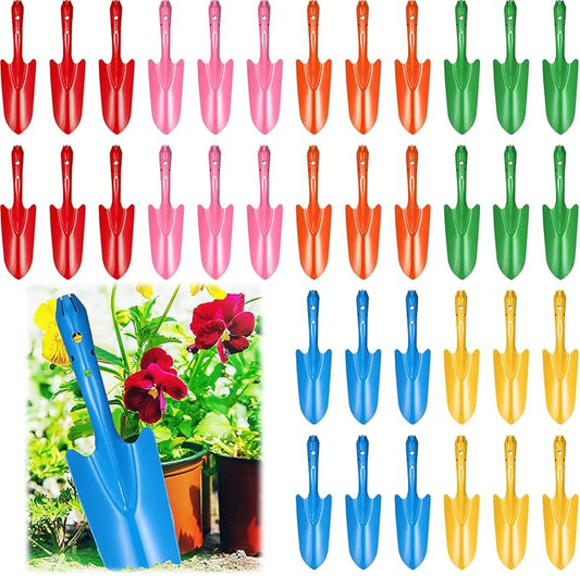 Mini Colorful Metal Hand Shovel Digging Trowel Set Transplanting Garden Shovel for Flower Soil Planting Succulent Kids Teens Women Men Gift Indoor Outdoor, 6 Colors (36 Pcs, 11 x 3 Inch)