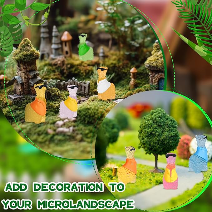 Poen 50 Pcs Resin Miniature Alpaca Figurines Glow in Dark Luminous Mini Animals Alpaca Llama for Garden Landscape Aquarium Dollhouse Decor(Elegant Style)