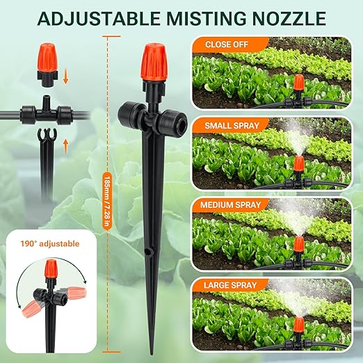 60FT Garden Watering System, Yomile New Quick-Connect Automatic Garden Watering Misting System, Blank Distribution Tubing, Saving Water Automatic Irrigation Equipment for Patio Lawn