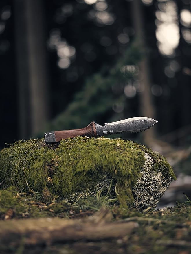 Barebones Hori Hori Ultimate - Garden Knife with Double-Edged Tempered Steel Blade, Walnut Handle, Ambidextrous Use, Japanese Knife Garden Tool for Weeding and Gardening (Tool & Sheath)